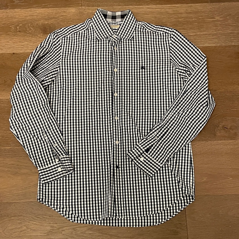 Burberry Brit Size Medium Button Down Black White Checkered Gingham
